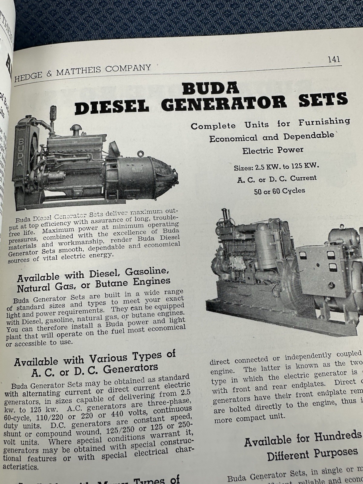 Hedge & Matheis Beautiful 1946 Equipment Catalog