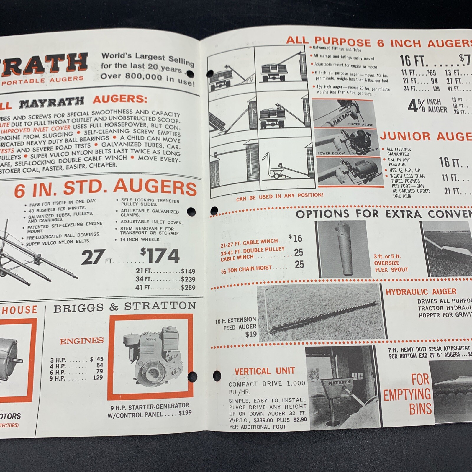 5 Original Mayrath Farm Implements Sales Brochures-Compton Illinois-1950’s