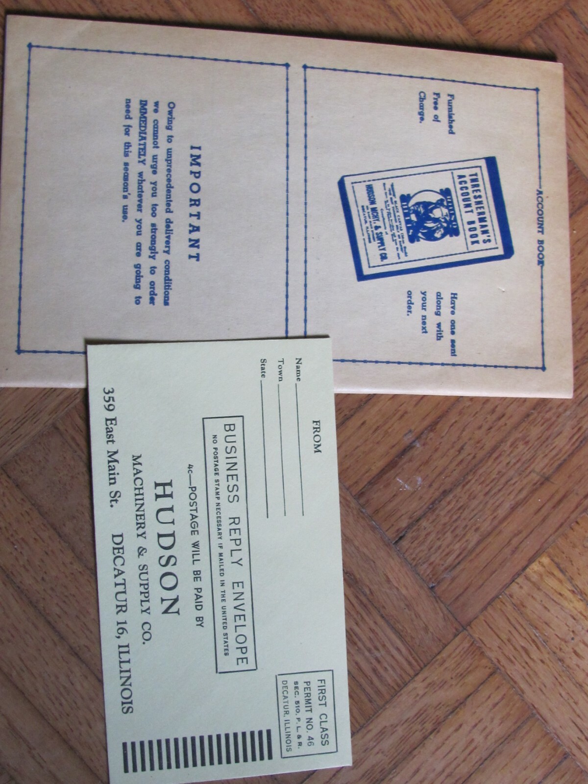 1946 CATALOG HUDSON DECATUR IL FARM MACHINERY & SUPPLY TRESHER