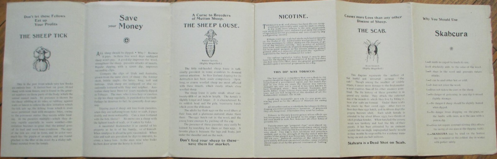 Virginia City, MT 1910 Sheep Tobacco Based Insecticide Brochure Vet Veterinary