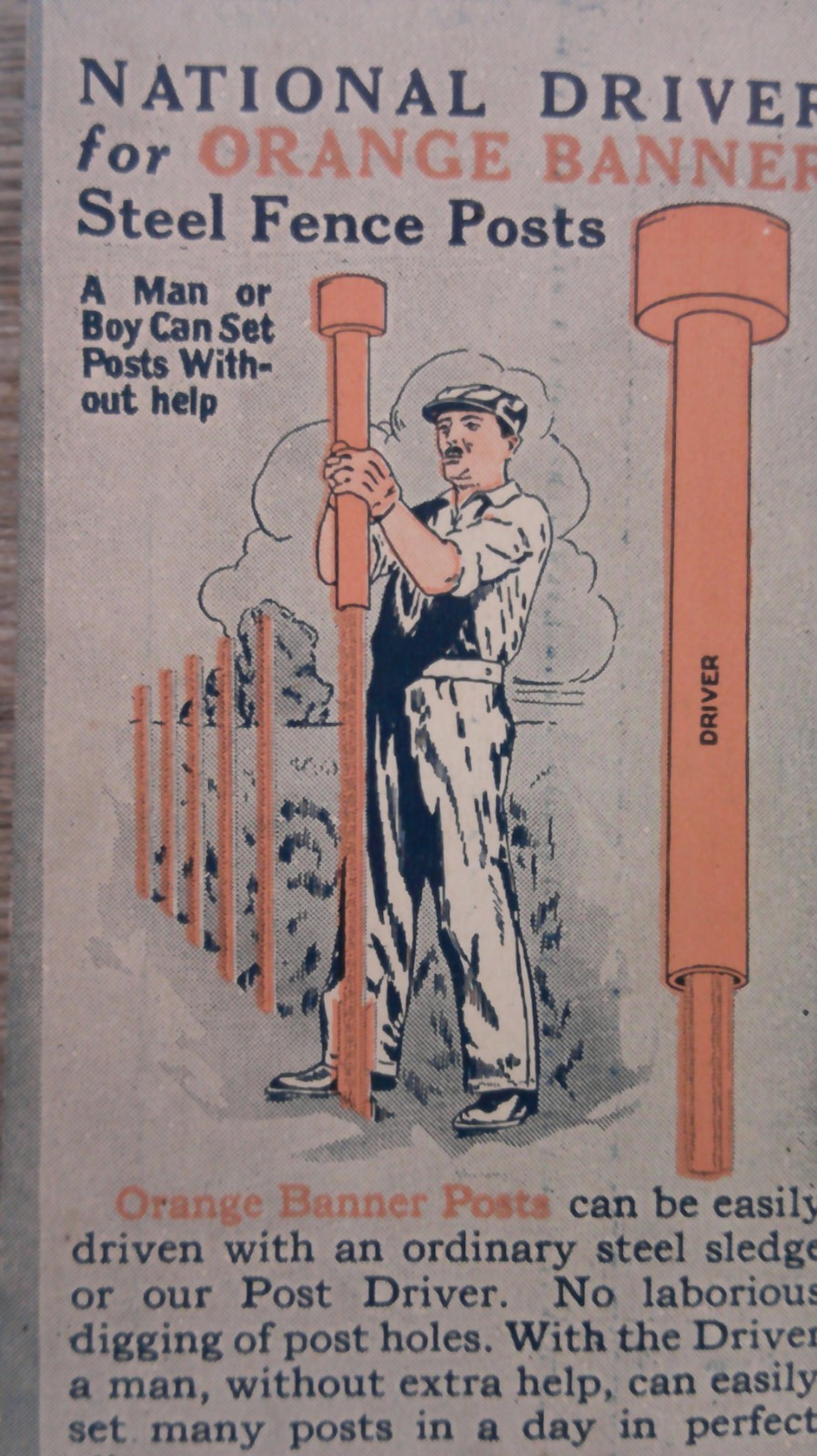 VTG 1932 Orange Banner Fence Post advertising note pad Weldon LBR. Co Weldon, IL