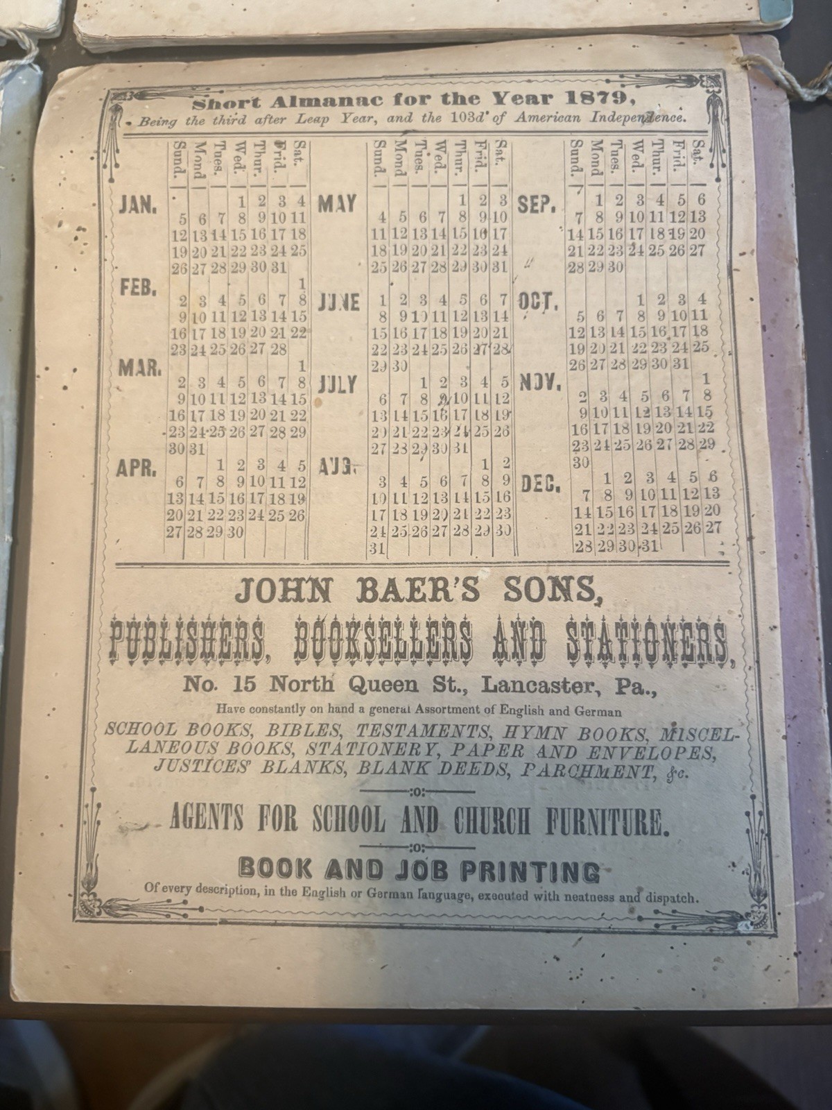 Lot Of 4 John Baer&rsquo;s Agricultural Almanac Lancaster, PA Antique! 1876-1879