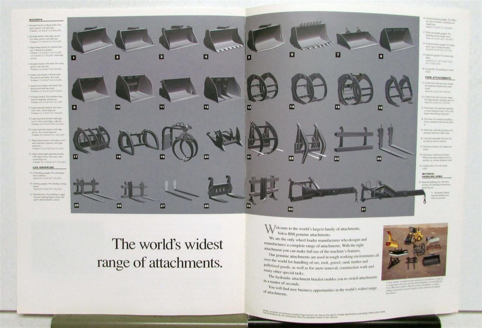 1995 Volvo BM Widest Range Of Genuine Attachments Construction Sales Brochure
