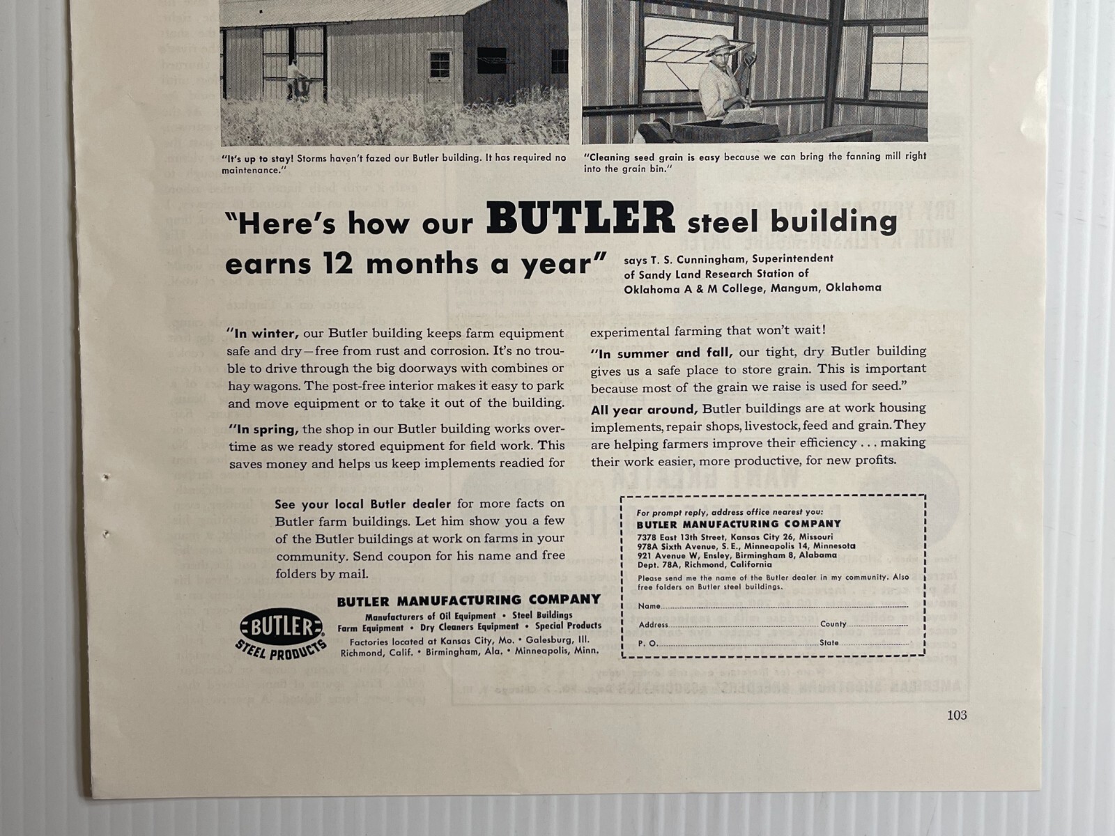 1950s Butler Steel Buildings – Original Print Advertisement (9.5in x 13in)