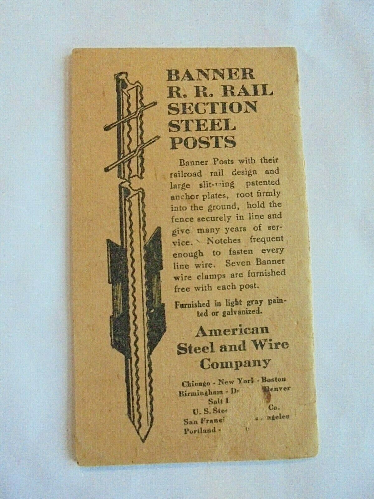 Vintage Mustgrave Hardware Co Wayne City ILL. American Fence Pocket Note Book