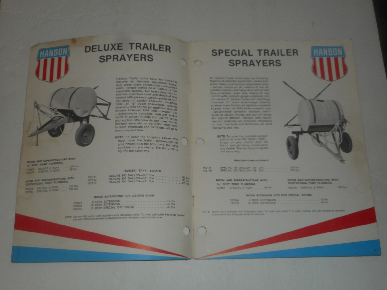 HANSON SPRAYERS 1977 Catalog Farm Equipment Salesman Brochure South Beloit IL