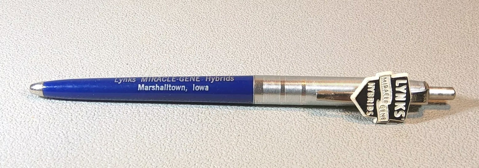 Vintage Advertising Pen ~ Lynks Miricale Gene Hybrid ~ Marshalltown, Iowa. AP-11