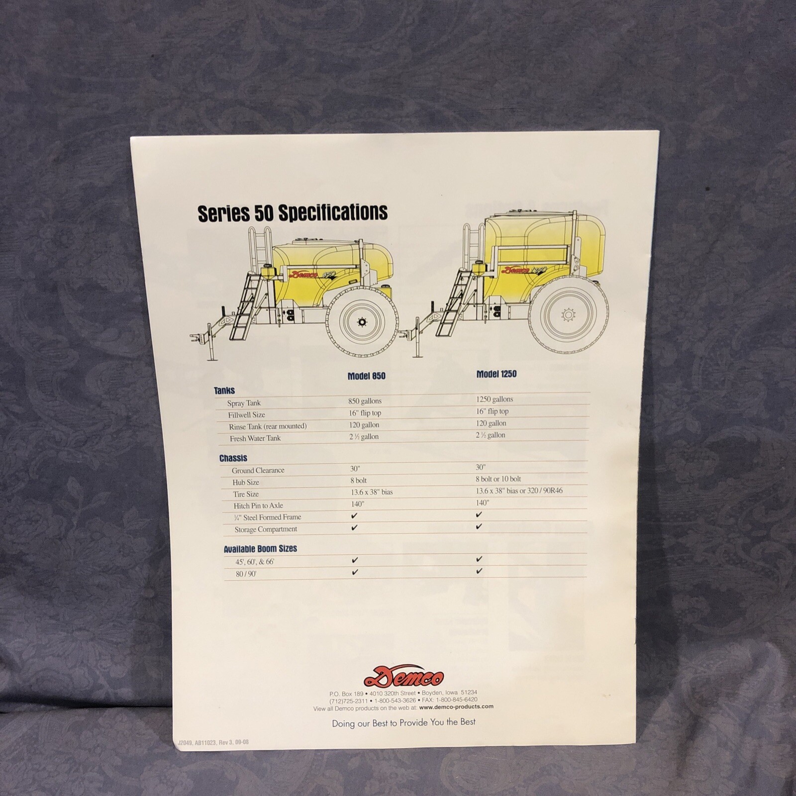 Demco 50 Series 850&1150 Gallon Sprayers Sales Brochure