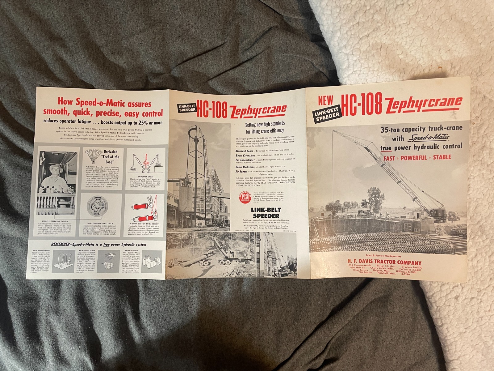 1950&rsquo;s Link Belt Speeder HC 108 Zephyrcrane Crane Brochure Vintage