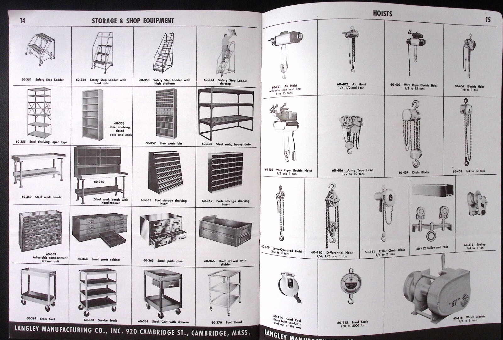 1961 Langley Handling Equipment Selector Catalog No.60 Material Handling Equip.