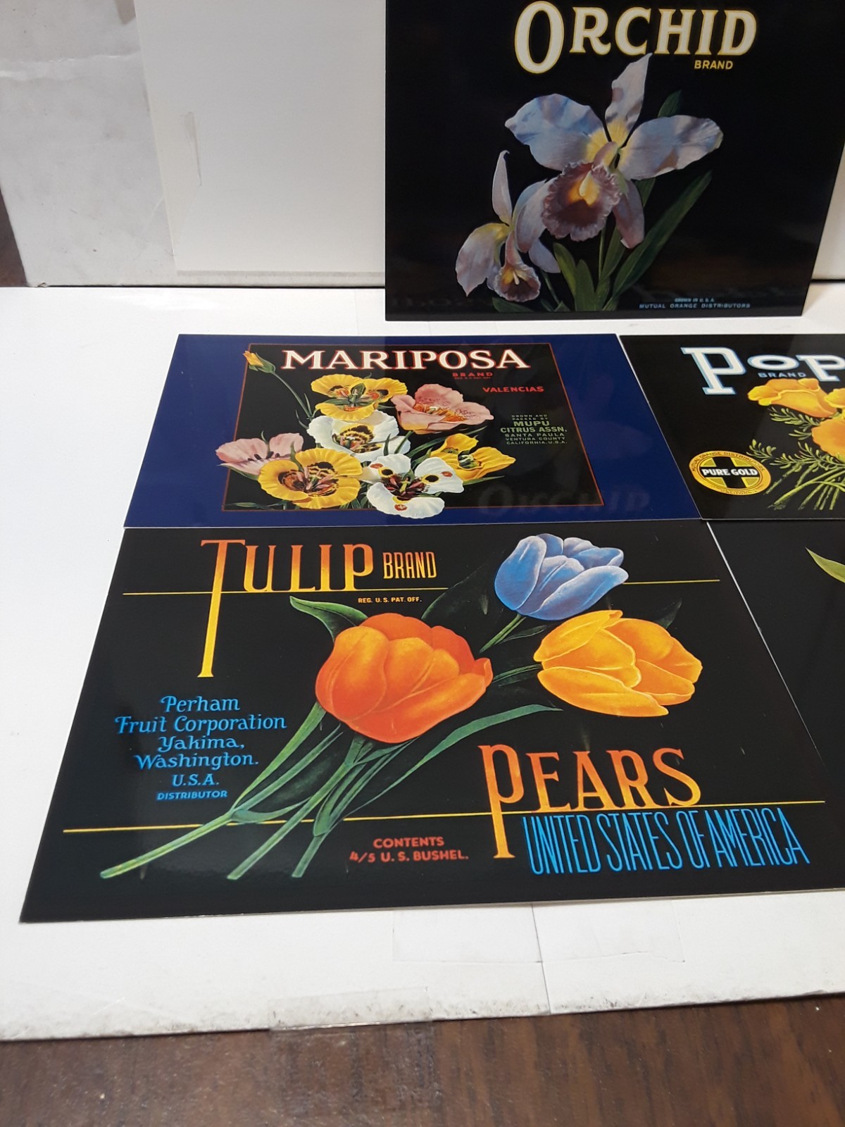 Lot of 5 Vintage 1983 Postcard Fruit Crate Labels
