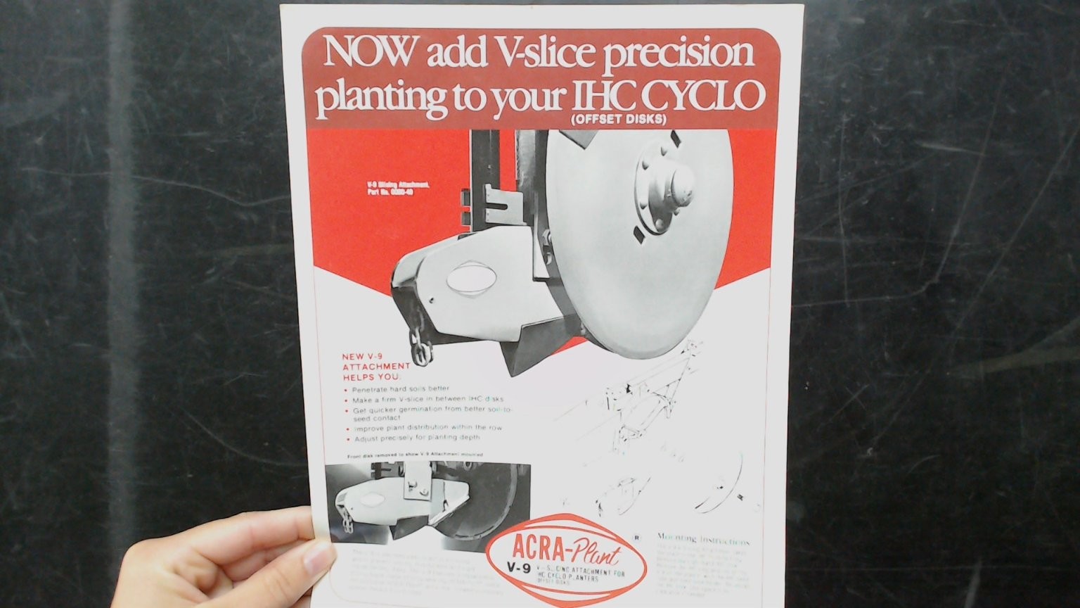ACRA-Plant Vintage Agricultural Brochure Trash-Whipper Disks V-9 IHC Cyclo