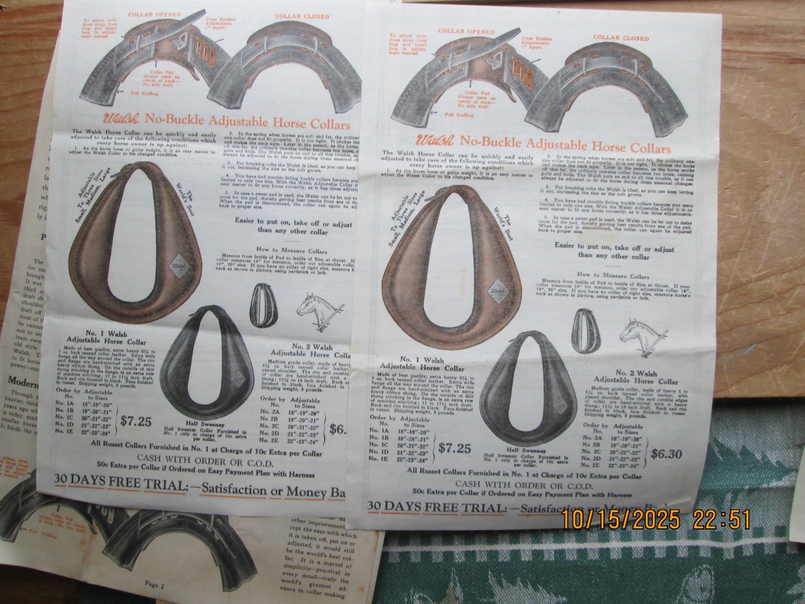 walsh harness co. horse collars brochure Mailer