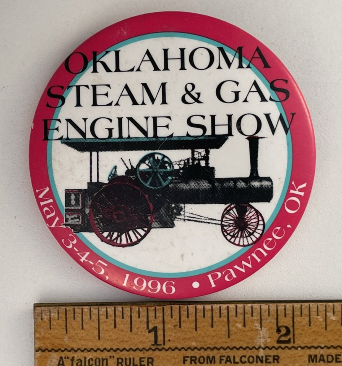 Pinback Advertising Button: Oklahoma Steam & Gas Engine Show 1996