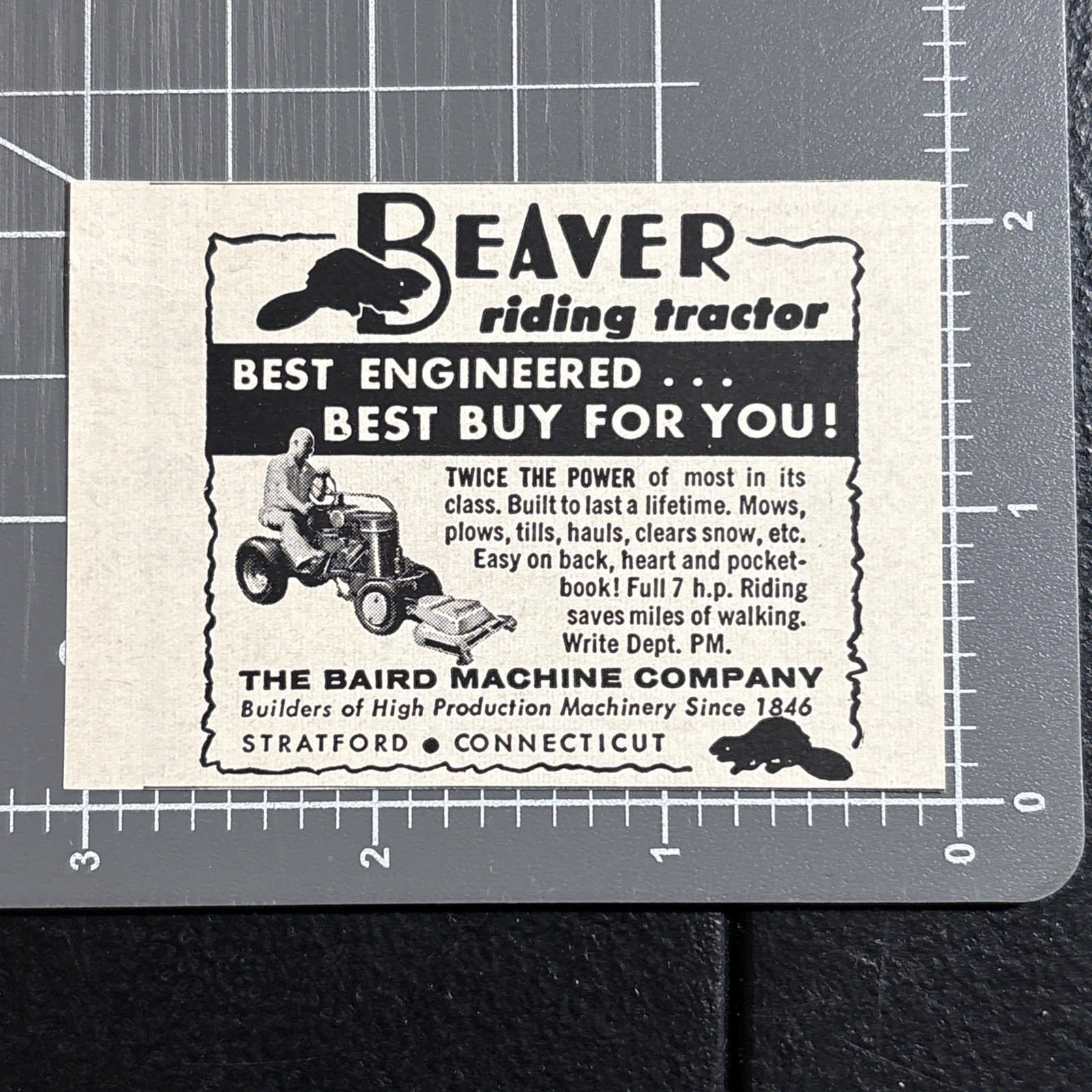 1958 Print Ad Beaver Riding Tractor Best Engineered…Best Buy For You!