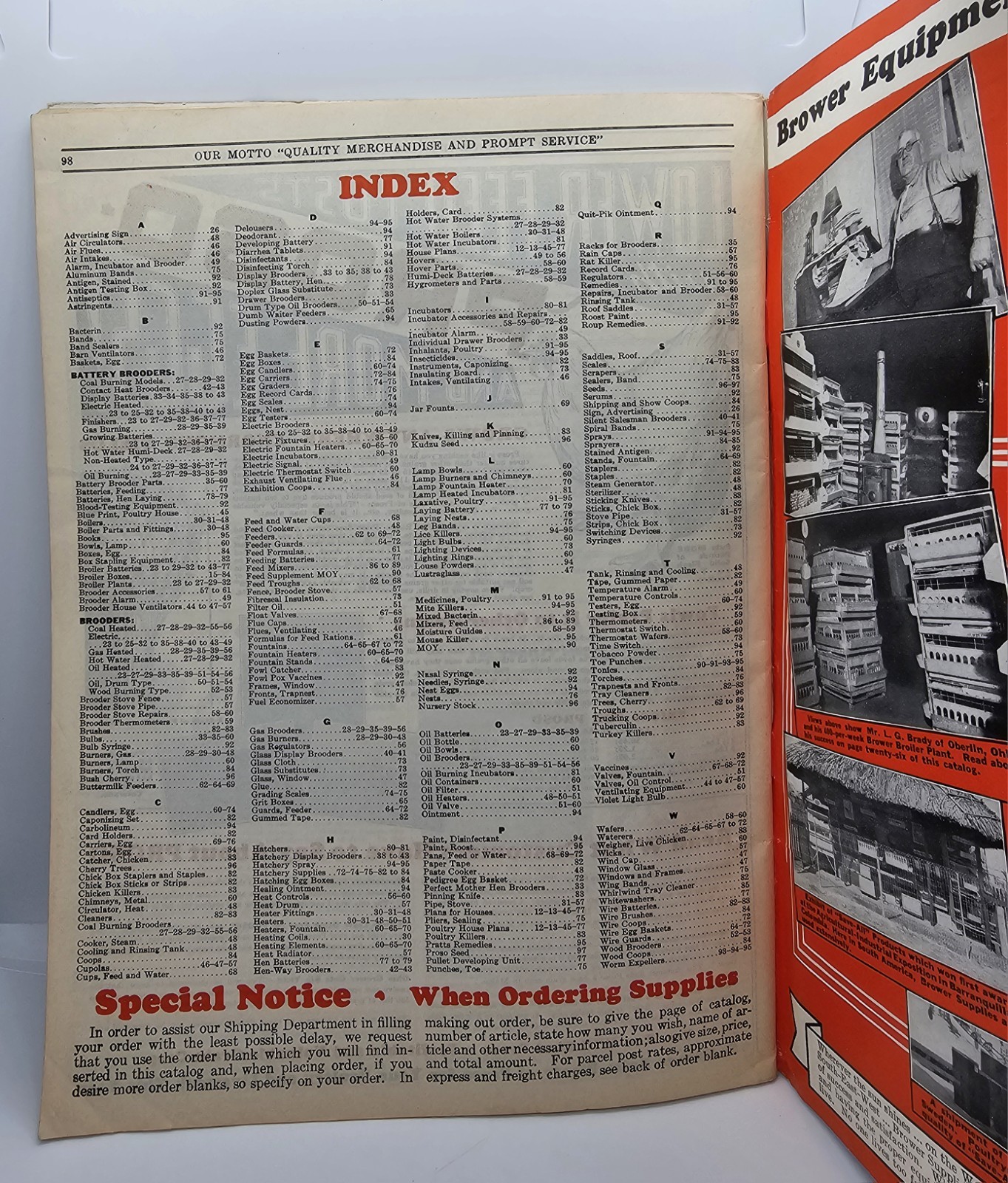 1938 BROWER MANUFACTURING CATALOG No. 48 Poultry Supplies Equipment Ranching USA
