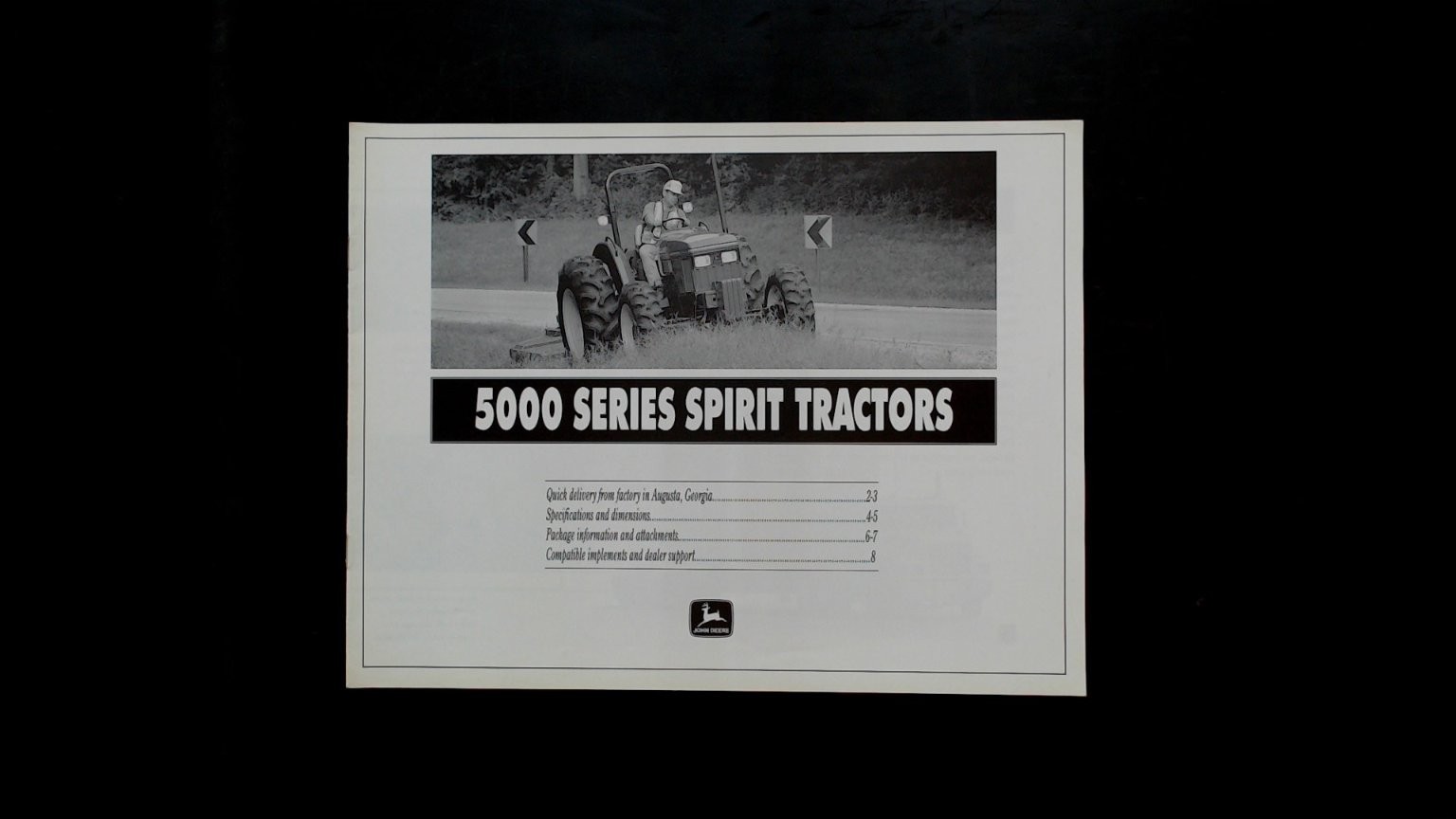 John Deere 5000 Series Spirit Tractors Vintage Brochure Black White