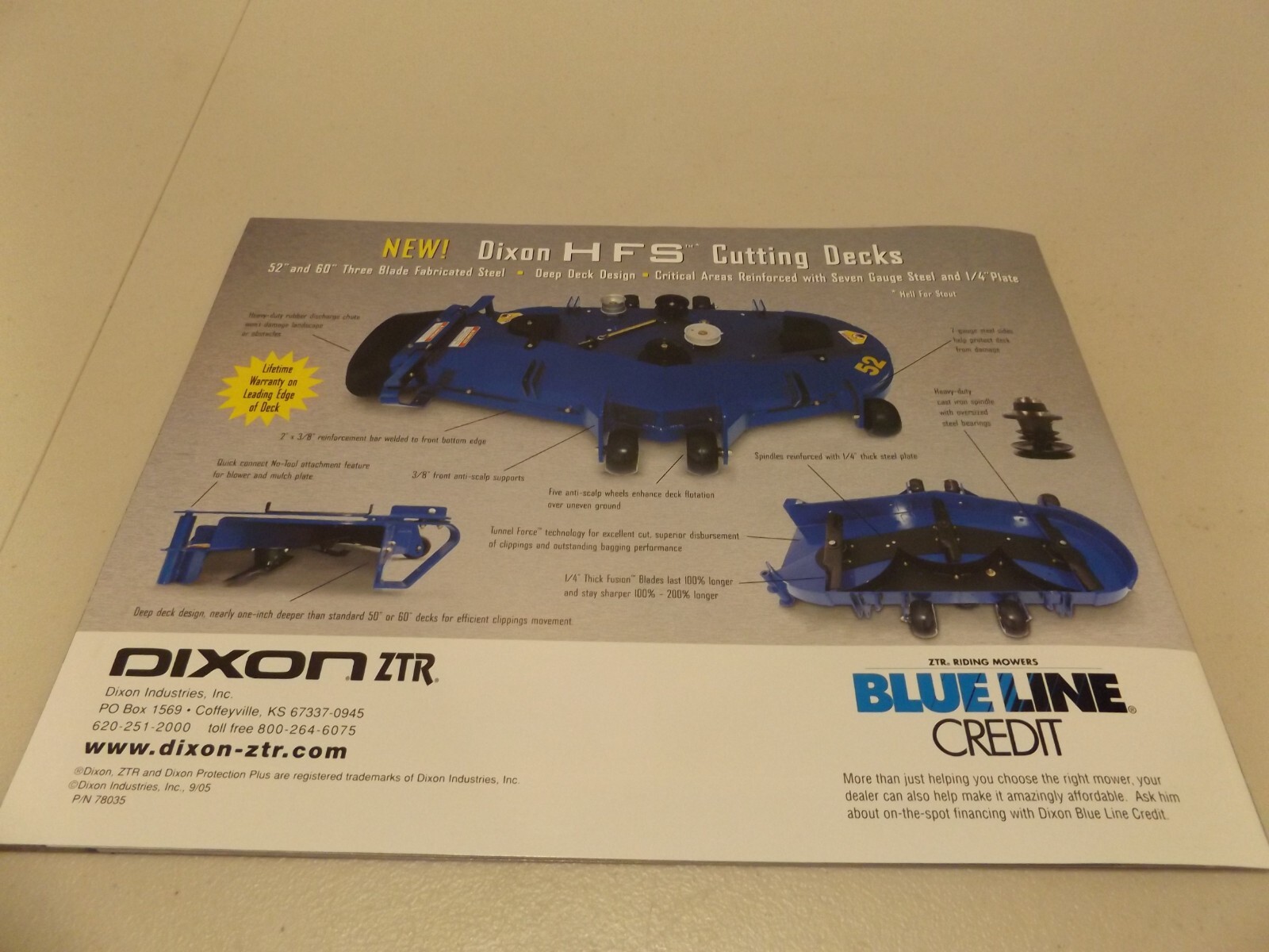 DIXON ZTR ZERO TURING RADIUS MOWERS, LIT # P/N 78035 9/05