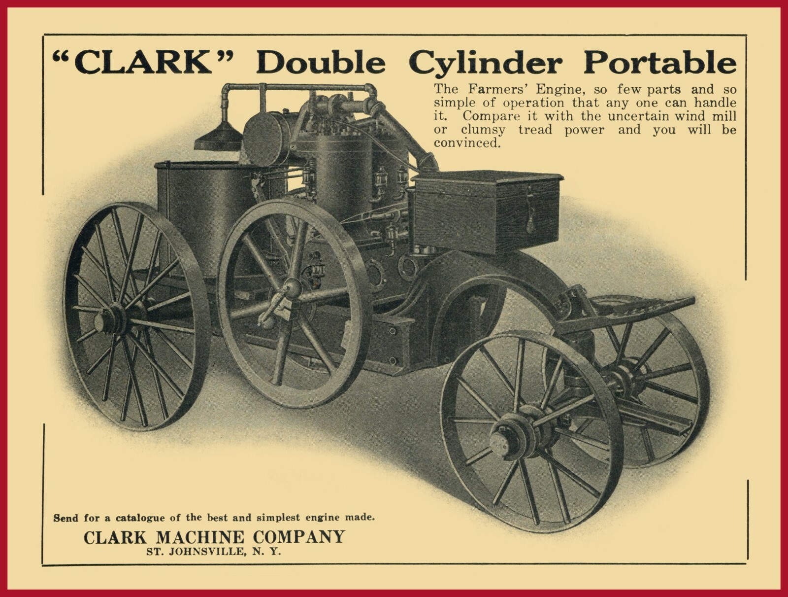 1910 Clark Machine Co. of St. Johnsville, New York NEW Metal Sign: Gas Engines