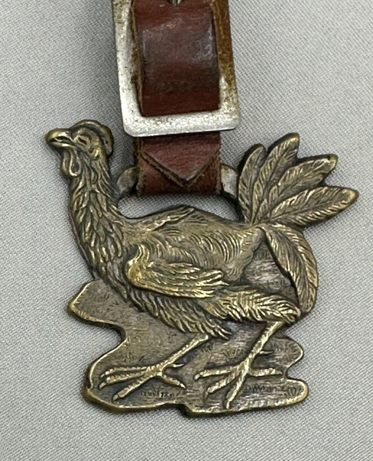 Antique Aultman Taylor TRACTOR Thresher ENGINE Farm Advertsing WATCH FOB Rooster