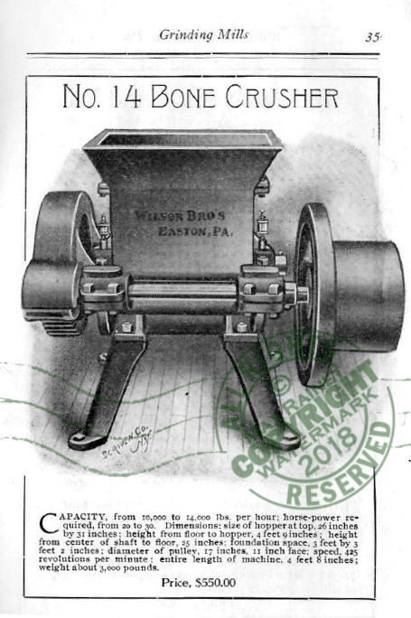 Wilson Bros 1909 CATALOG Grinding Mills + Bone Cutters Samples poultry farm feed