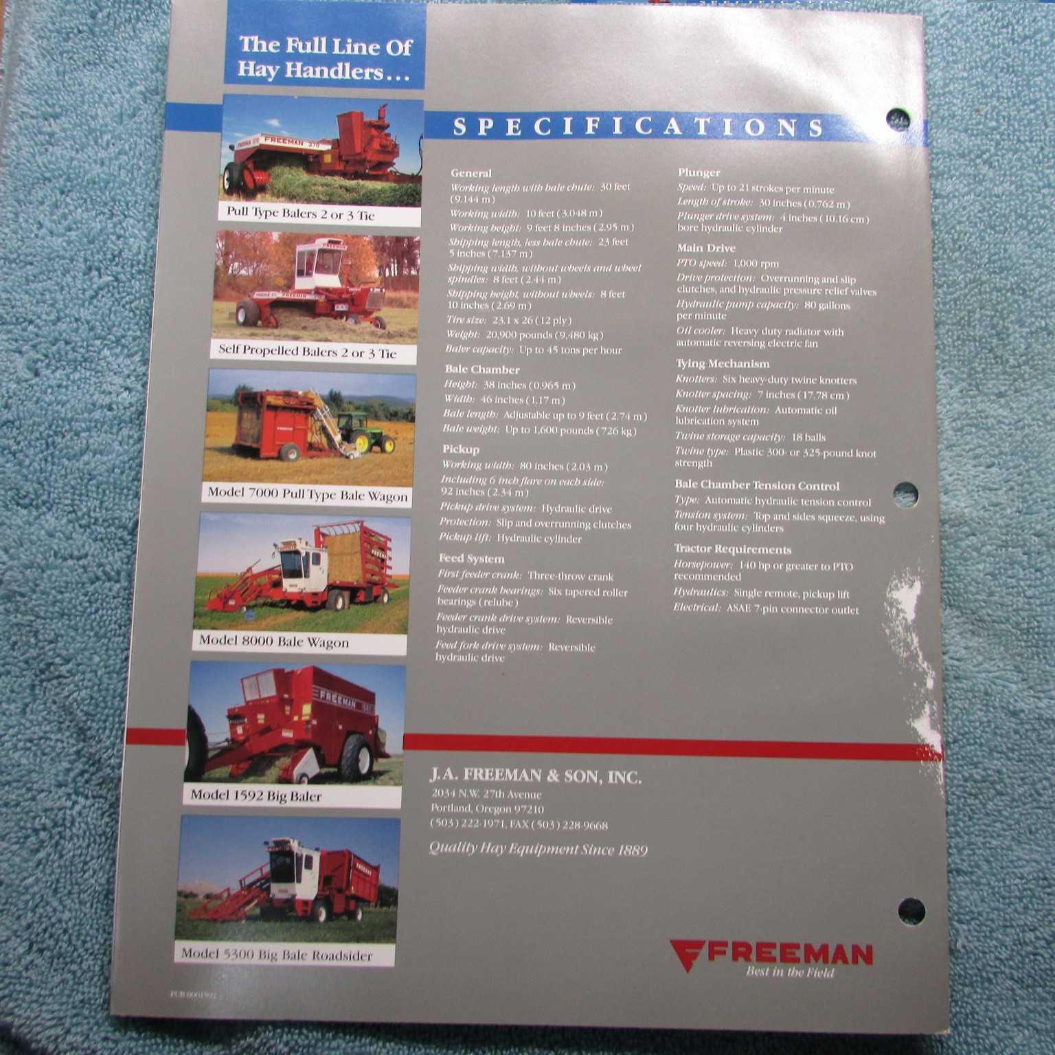 Freeman Baler&rsquo;s Brochure&rsquo;s (2) 5300 Big Bale Roadsider & 1592 Big Baler