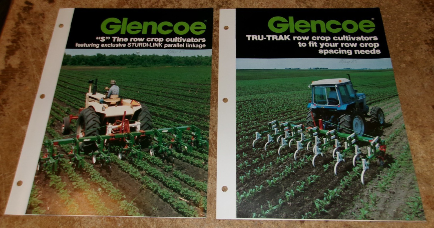 2-lot 1983 glencoe row-crop cultivators 3 page brochures in very good shape used