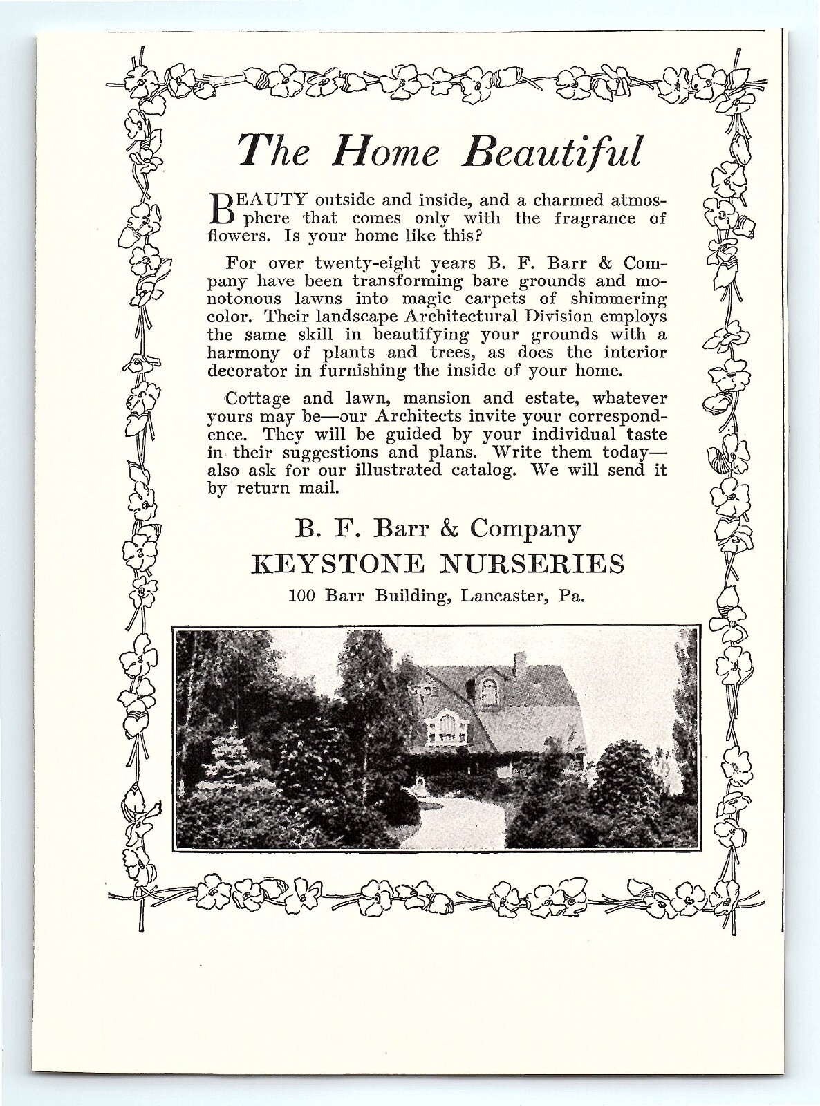 1921 Keystone Nurseries Lancaster PA B.F. Barr Ephemera Vintage 20&rsquo;s Print Ad