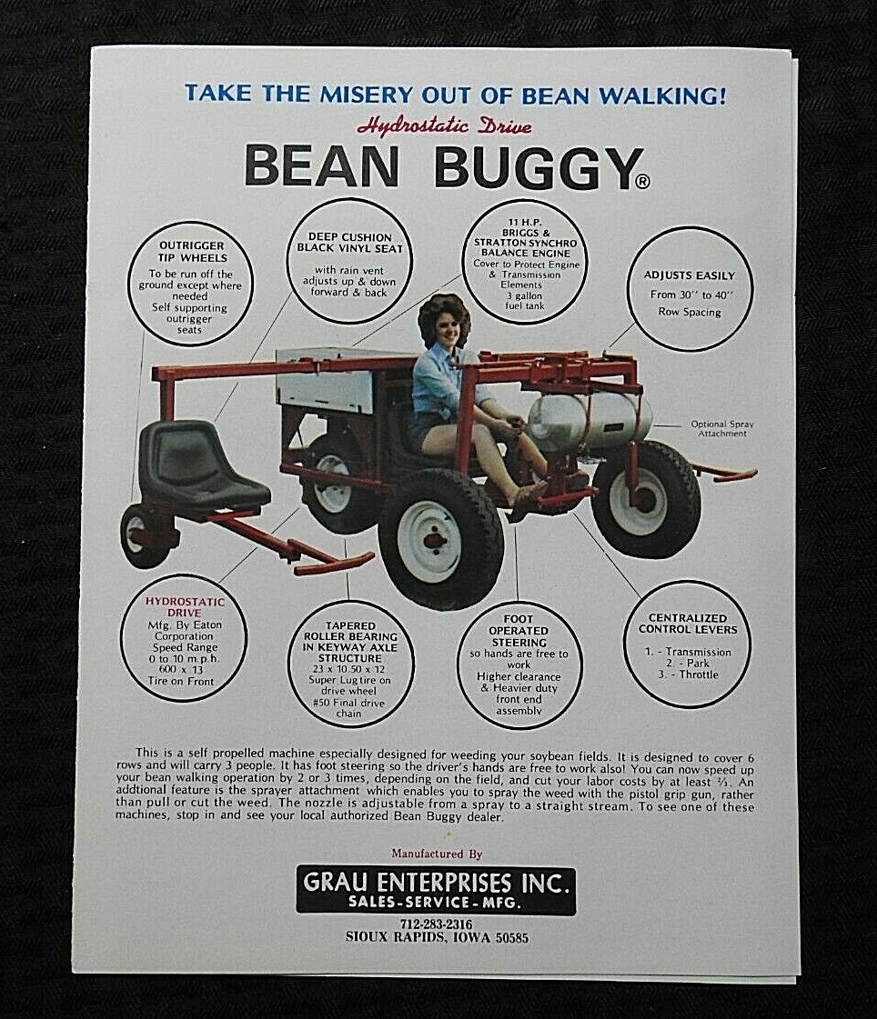 1979 « BEAN BUGGY » GRAU ENTERPRISES CEDAR RAPIDS IA IOWA SALES BROCHURE NICE