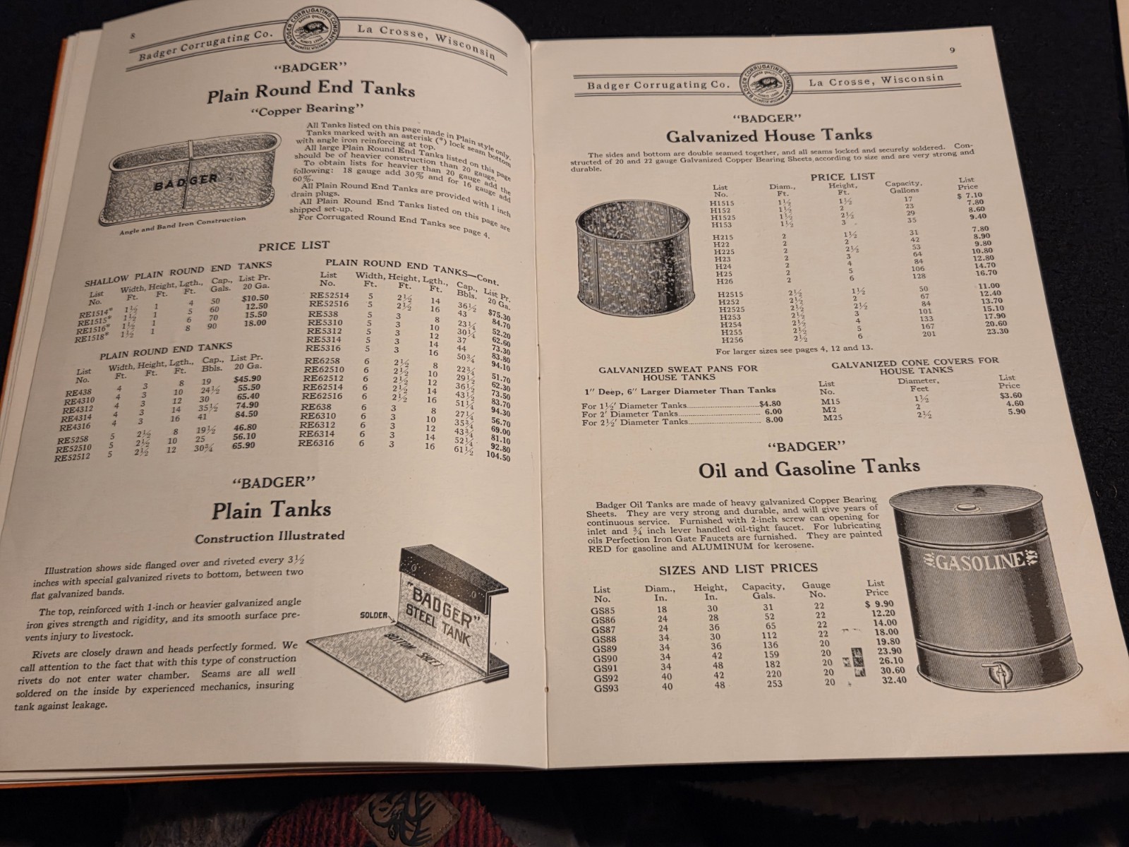 1935 Badger Corrugating Co. Steel Tanks & Troughs Catalog Threshing Wagon
