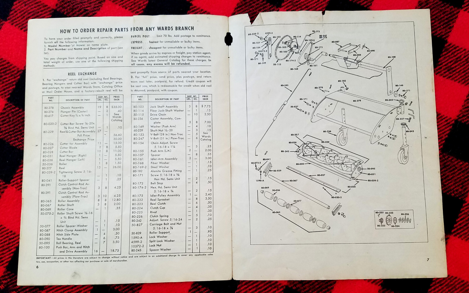 1950s Wards Plow Hoe Trac Garden Tractor Lawn Mower Manual Brochure