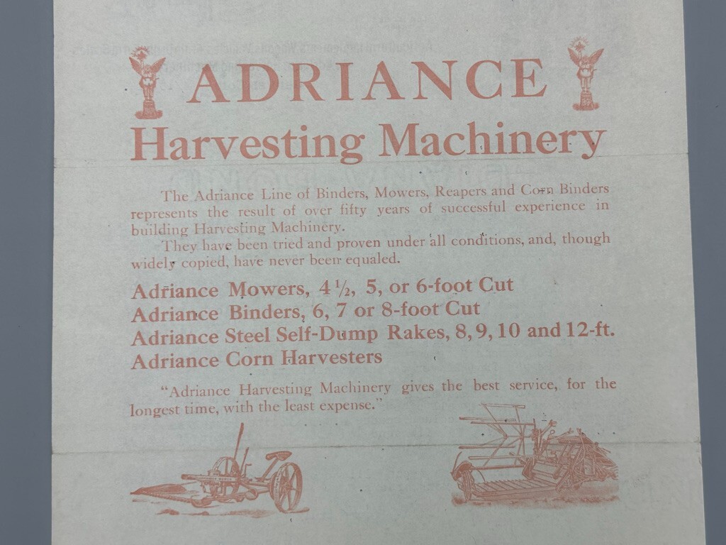 1915 COLORADO MOLINE PLOW Co FARM Advertising ADRIANCE HARVESTING MACHINE Letter