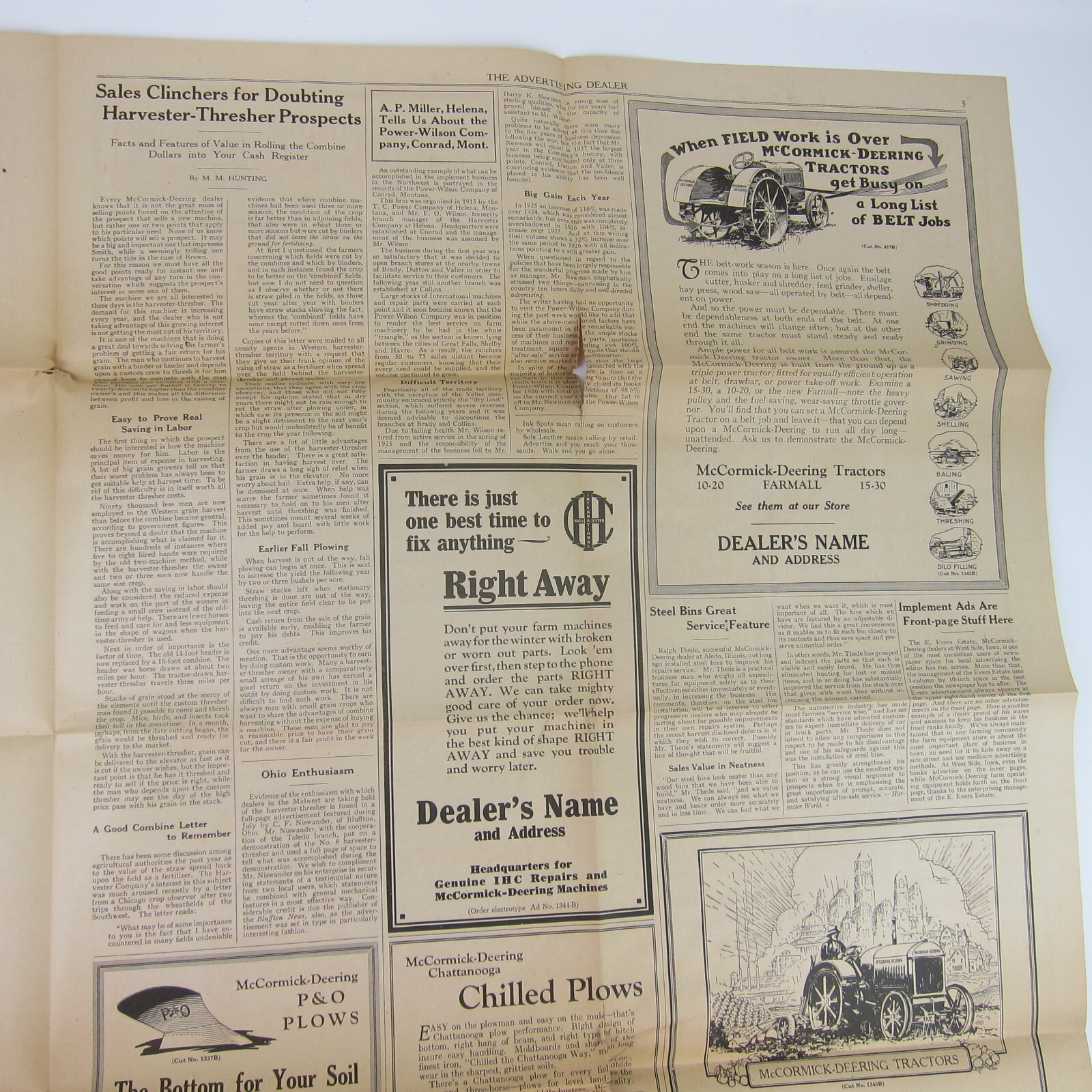 The Advertising Dealer McCormick-Deering Trade News 1927 Chicago IL Antique RARE