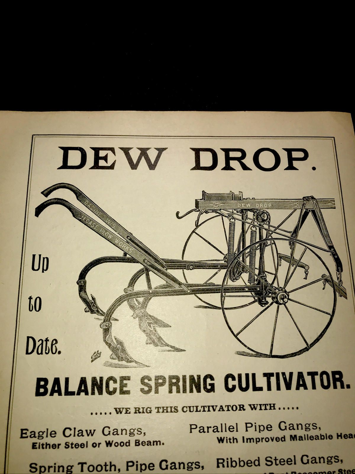 1898 Case Plow Works Dew Drop Farm Advertising – Racine – Wisconsin Kansas City