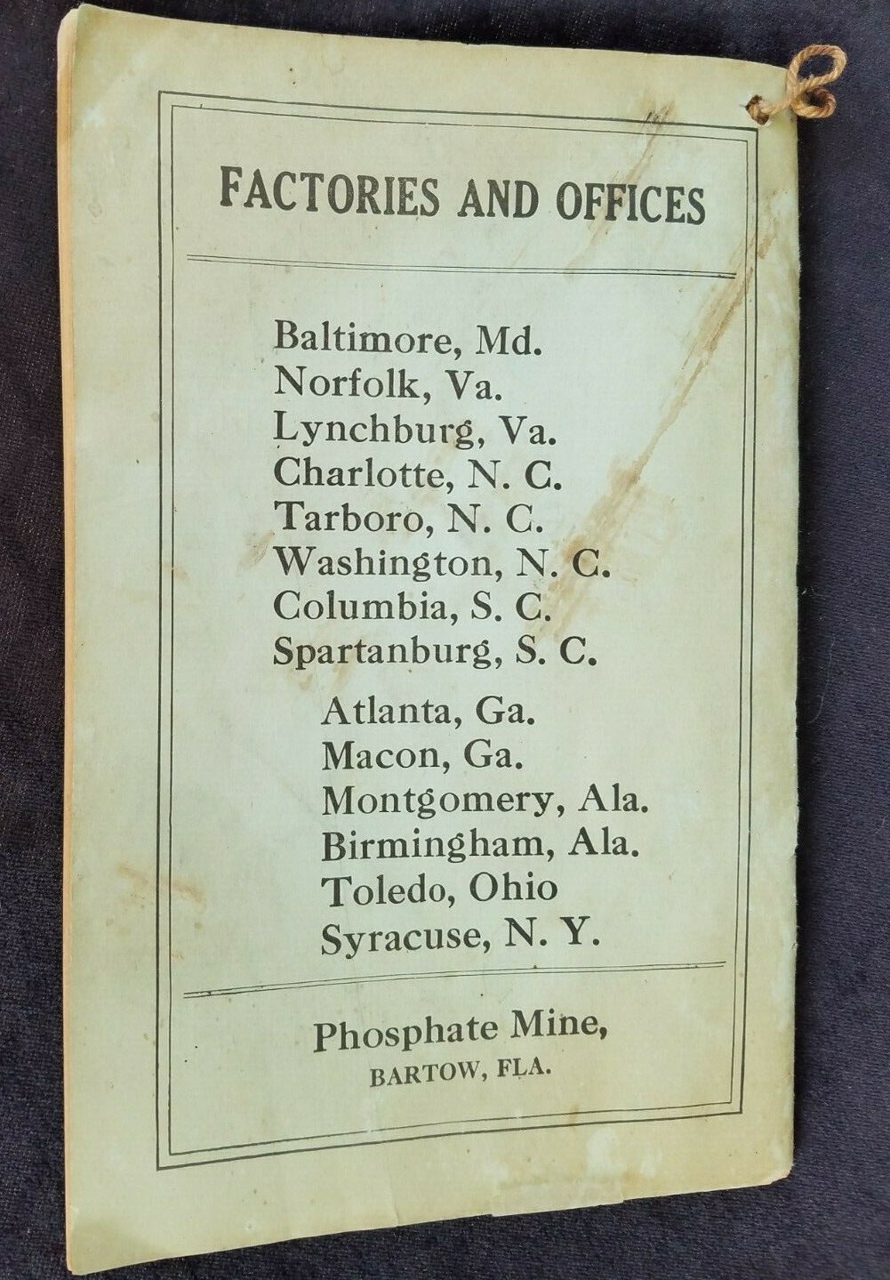 1928 Royster&rsquo;s Almanac FS Royster Guano Baltimore Farm Fertilizer Mine Bartow FL