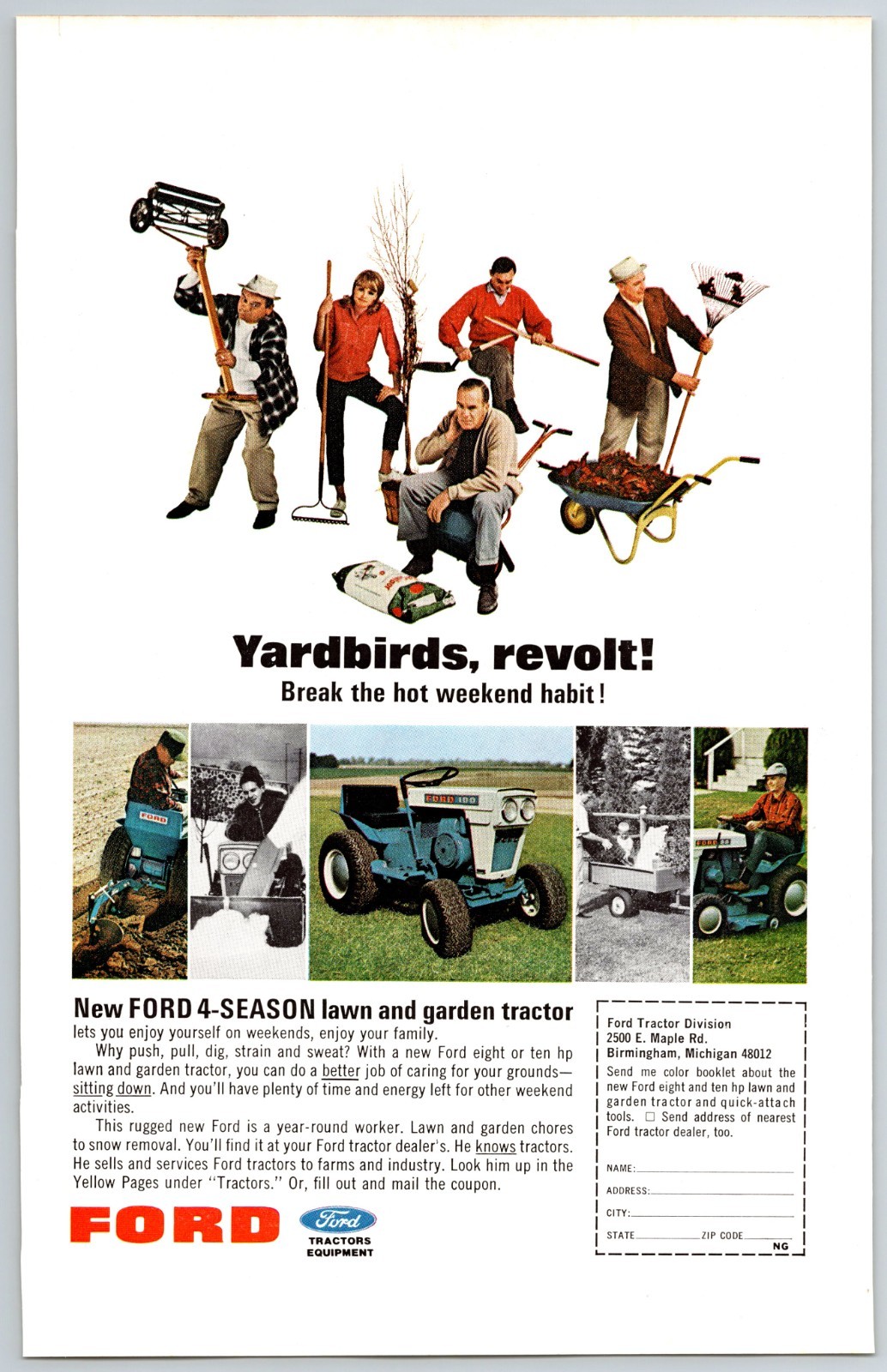 1966 Ford 4-Season Lawn & Garden Tractor 6.5 x 10&Prime; Print Ad