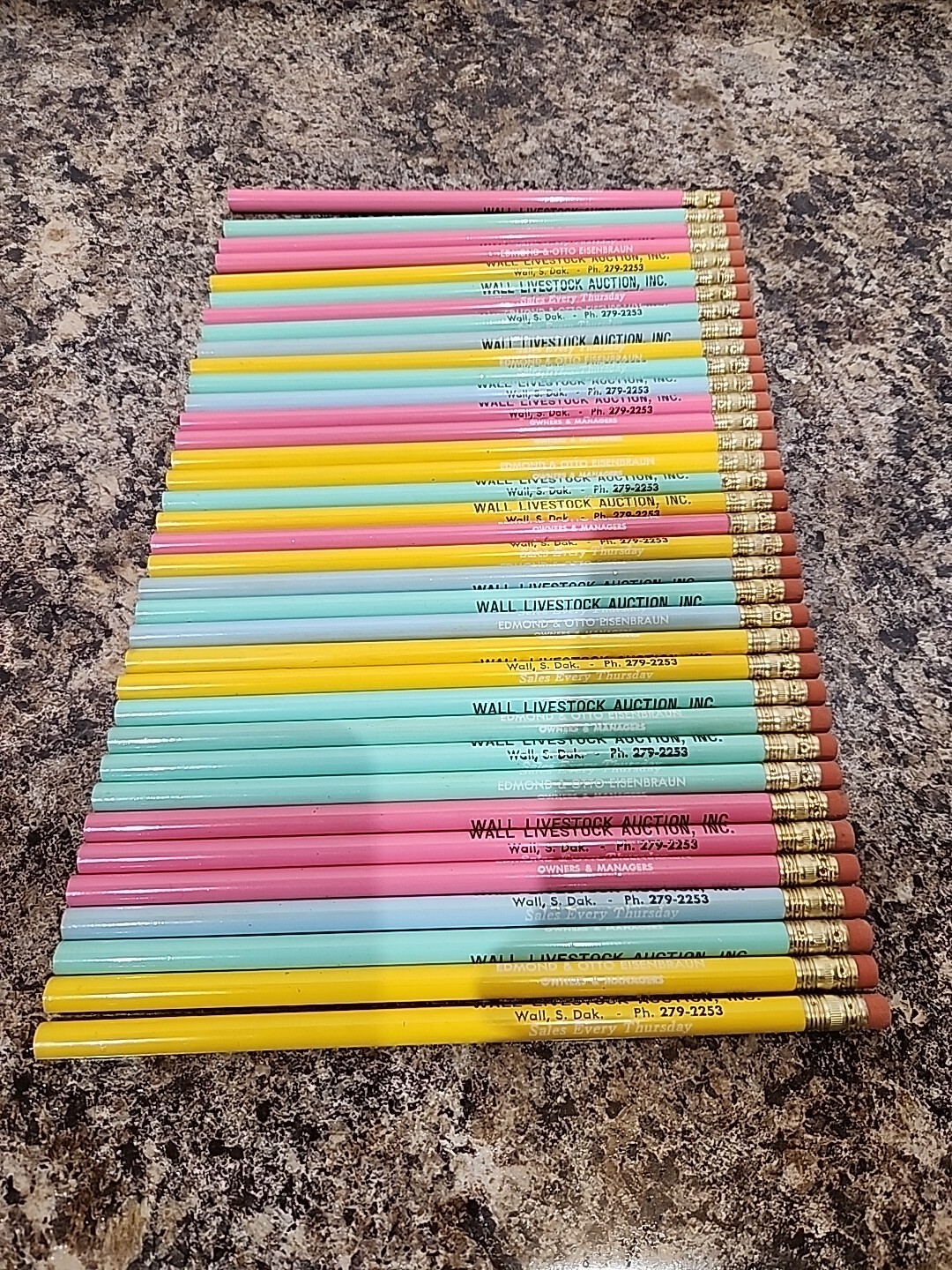 Vtg Lot Wall Livestock Auction Inc Pencils Edmond & Otto Eisenbraun South Dakota