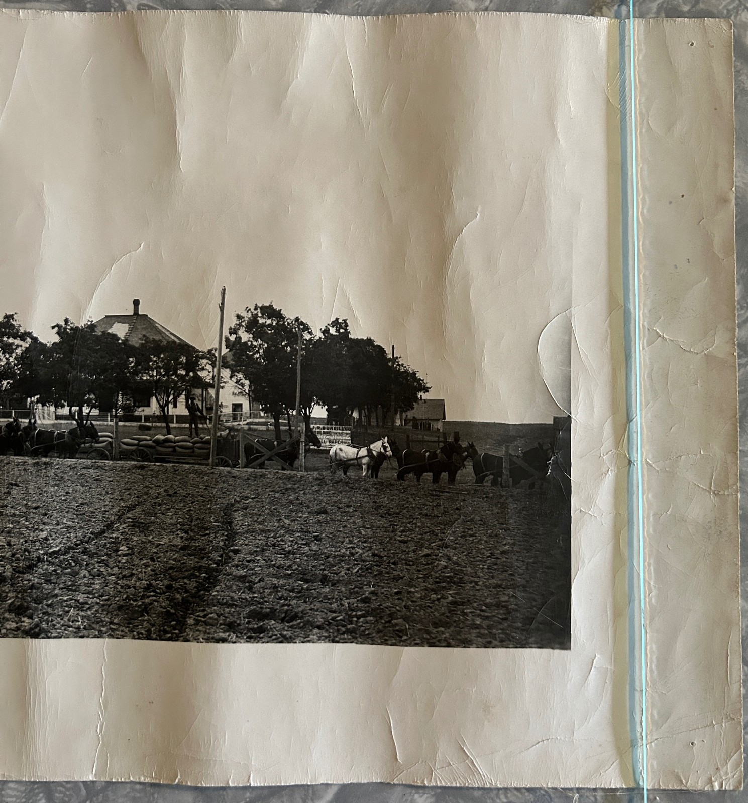 1910 EASTERN WASHINGTON NEAR SPOKANE UNKNOWN FARM SCENE PANORAMIC PHOTO