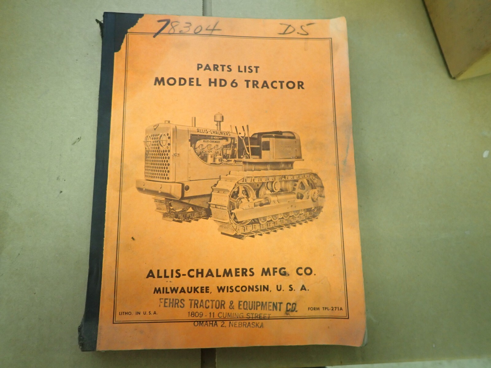 Original Vintage Allis Chalmers HD-6 Crawler Tractor Parts List Manual