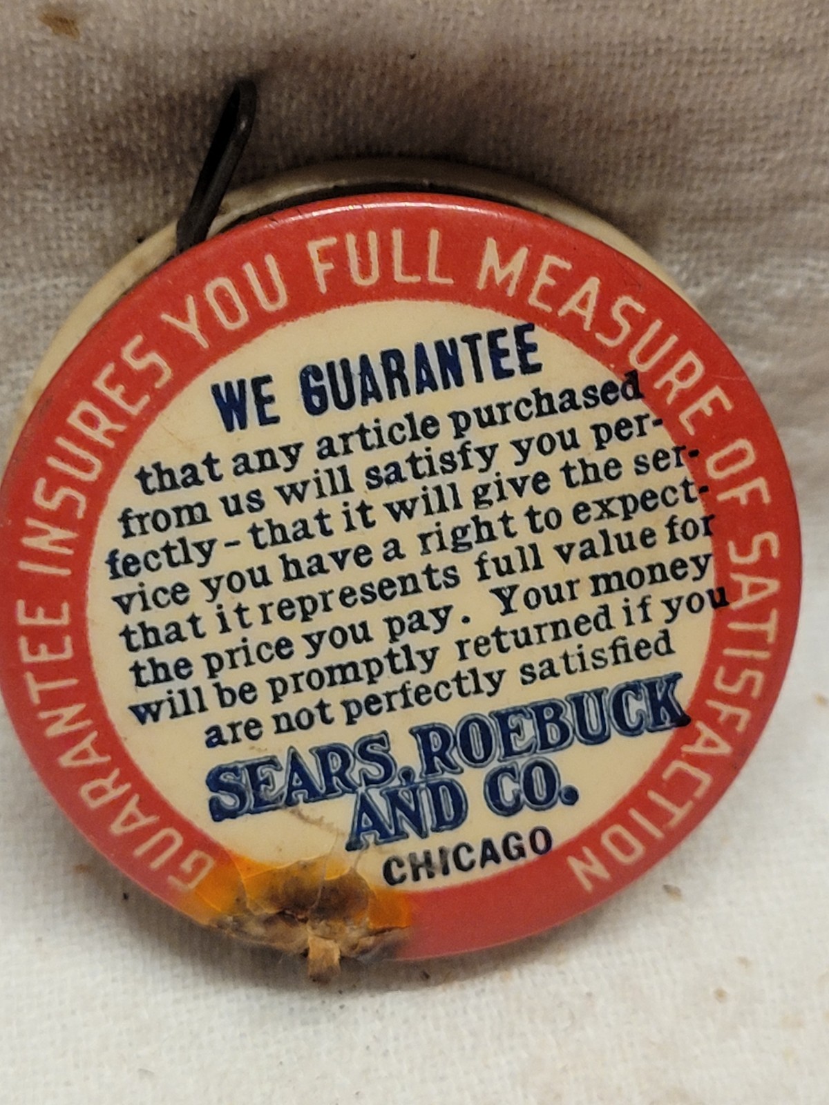 Vintage Sears Roebuck Tape measure Rare David Bradley Plows Colorful Graphics