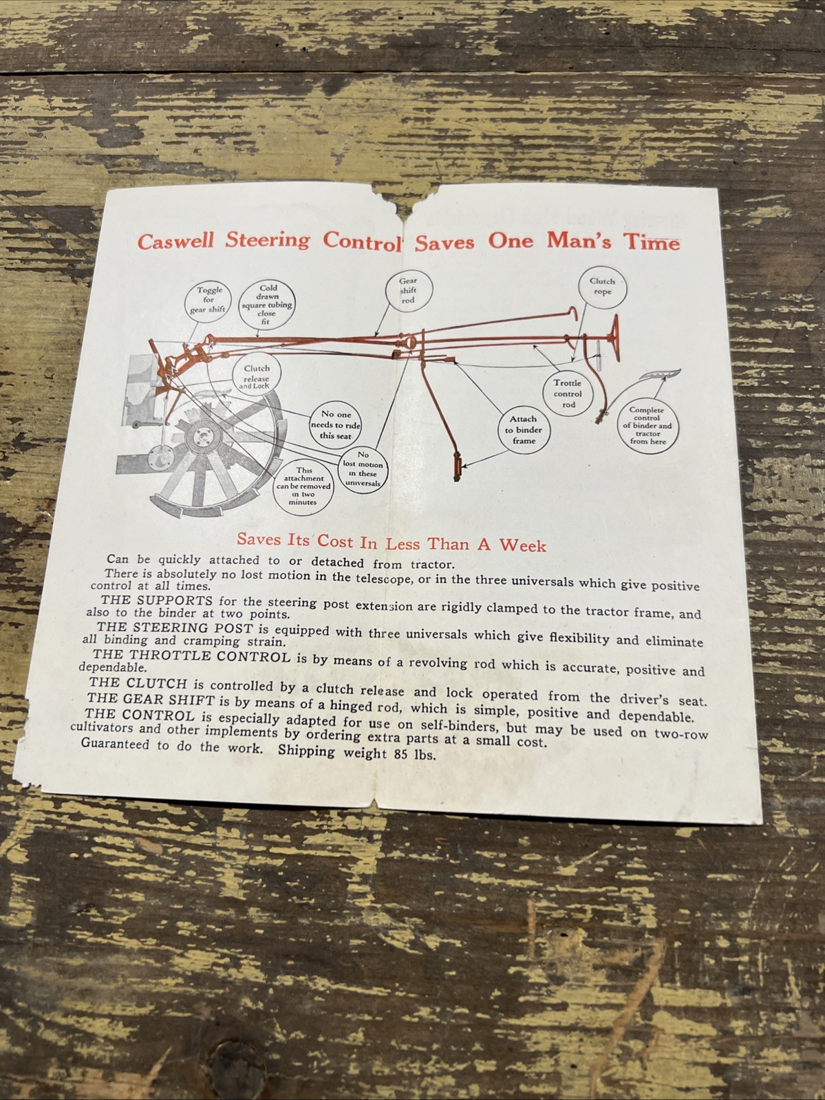 1930s Caswell Mfg Steering Control Advertising Brochure Cherokee, IA