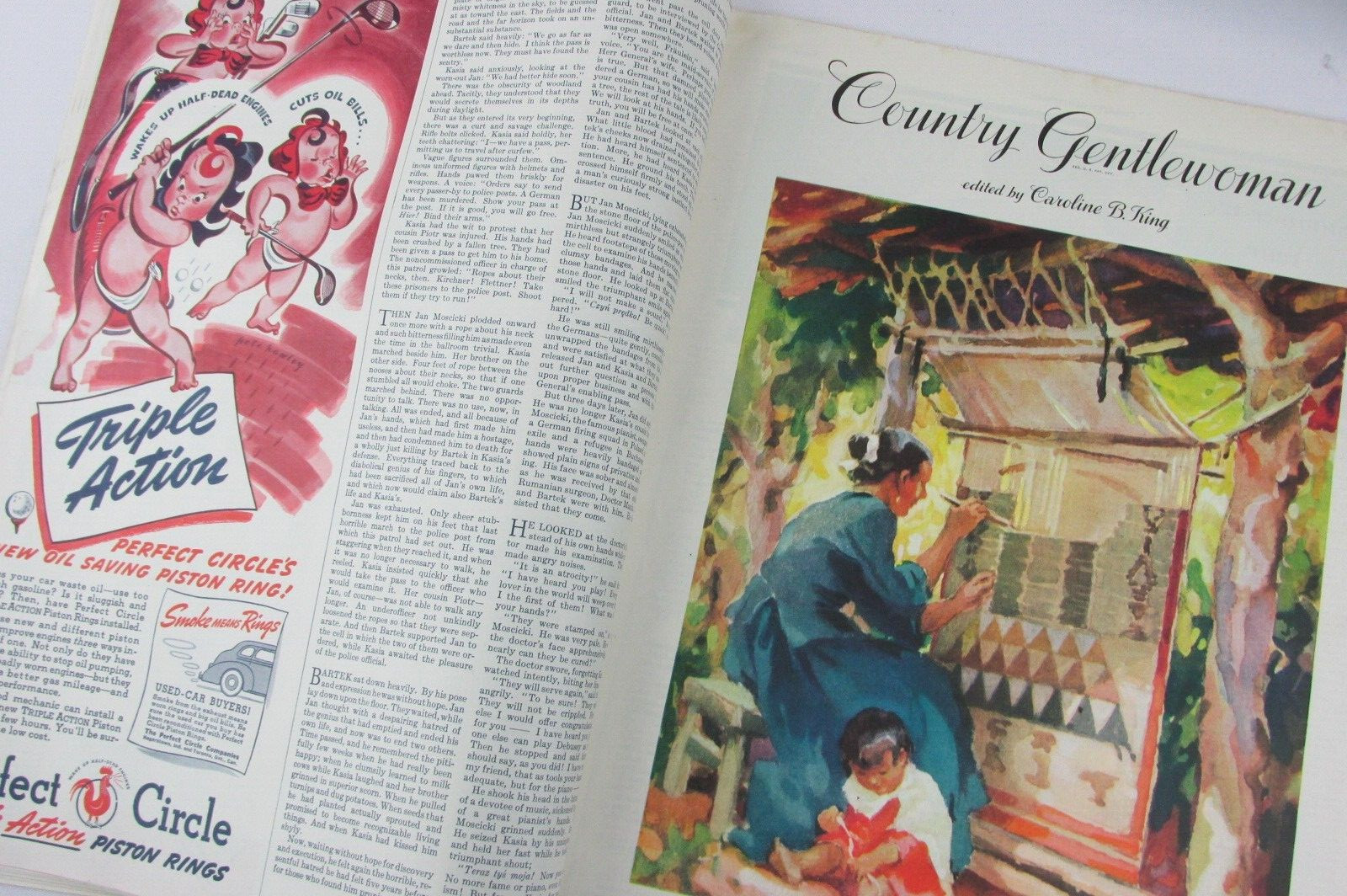 Vintage « Country Gentleman » August 1940, McClelland Barclay Cover Skiers, Poland