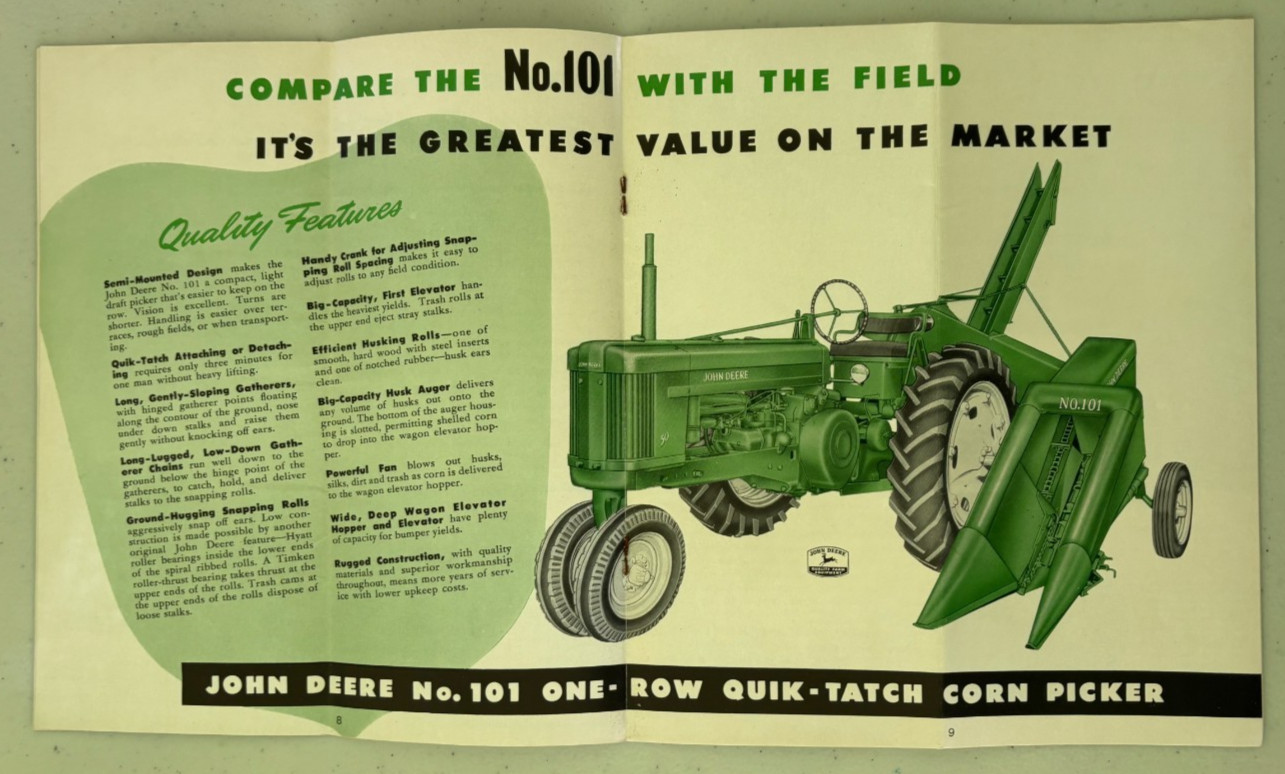 John Deere No. 101 Corn Picker For 1953 Brochure DCPA26