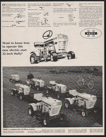 1968 HUFFY Riding Lawn Mowers – Bikes – Bicycle – VINTAGE AD