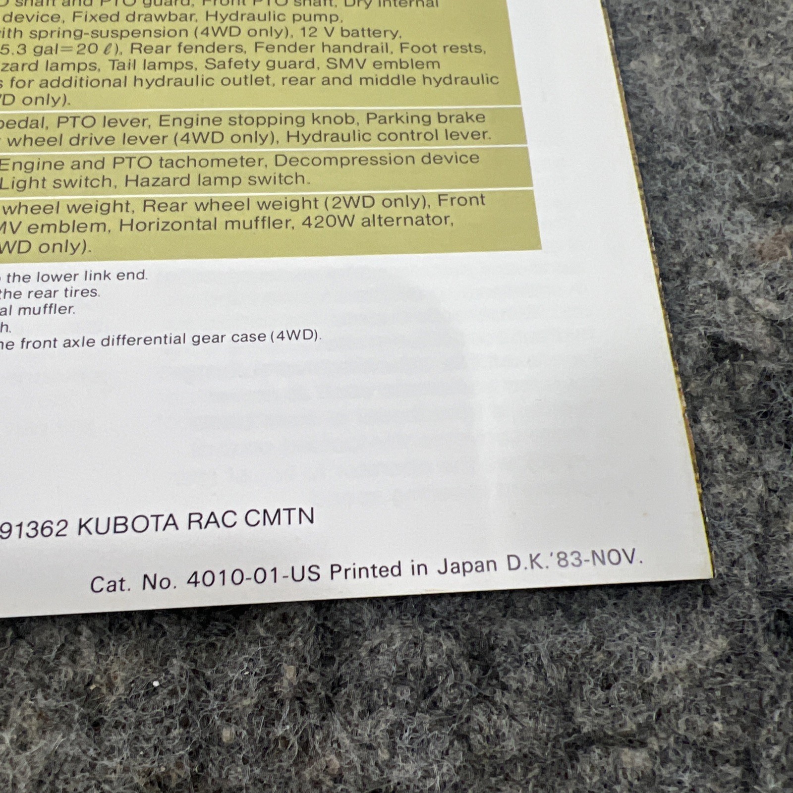 Original Kubota Diesel Tractor B8200 2WD/4WD Brochure – Sticker Damage Read