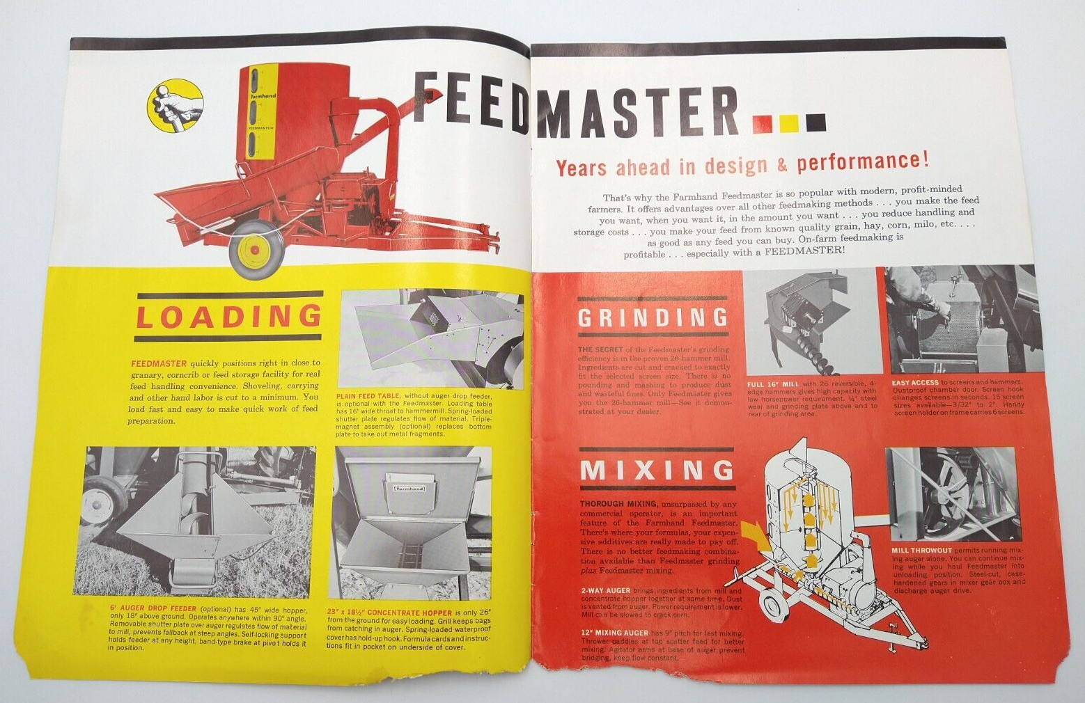 VTG 1960s Farmhand Feedmaster Dealer Sales Brochure 8 pg 8.5&Prime;x11&Prime; Grinder Mixer