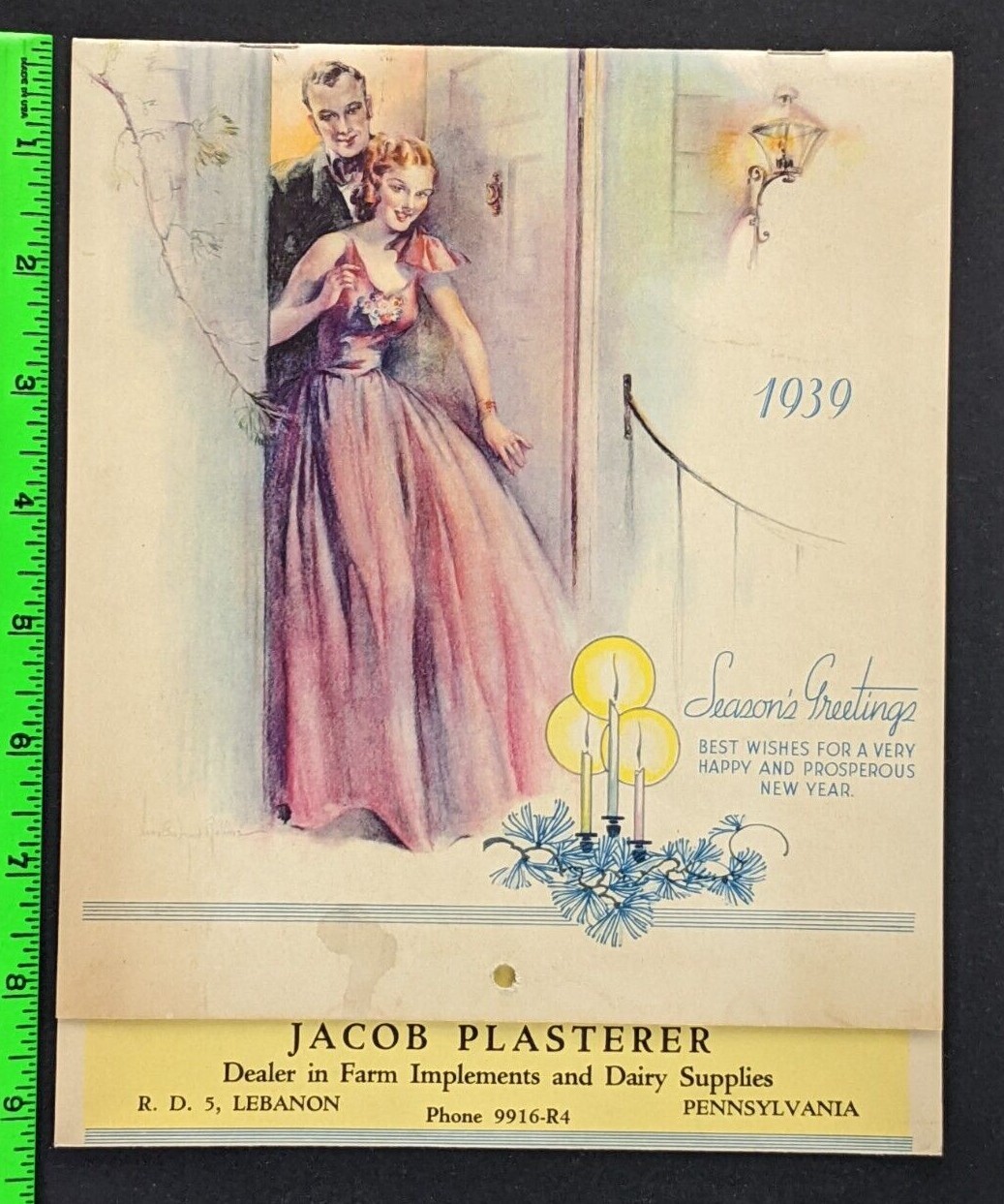 Vintage 1939 De Laval Cream Separators Graphic Calendar Lebanon PA