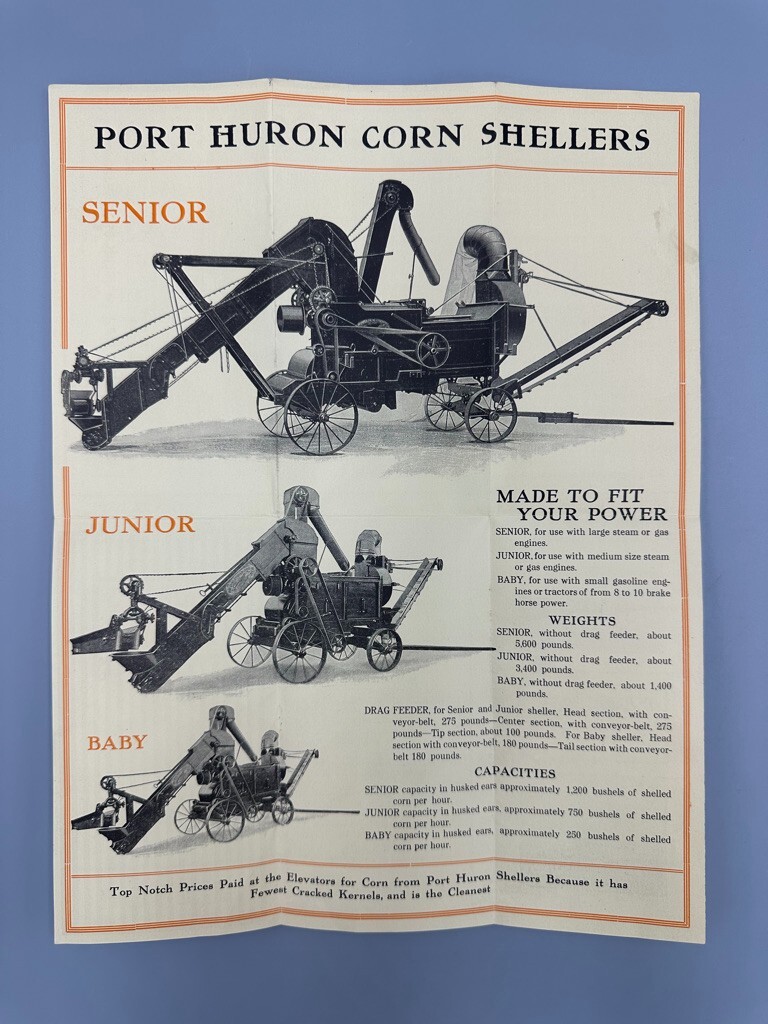 1917 PORT HURON Engine Thresher Co CORN SHELLER Farm Advertising Brochure MI