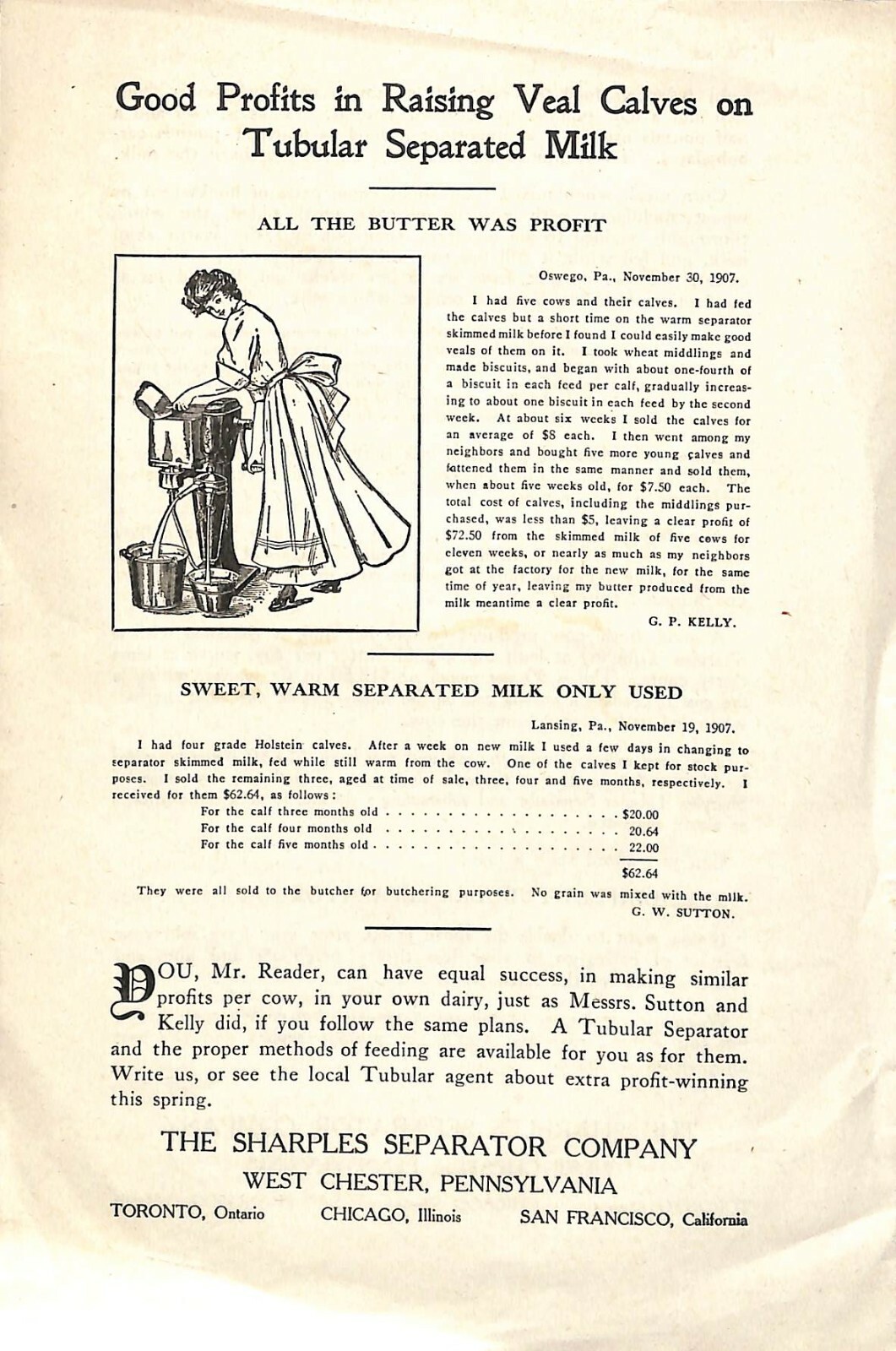 Tubular Separator Advertising Brochure Sharples 1908 West Chester PA