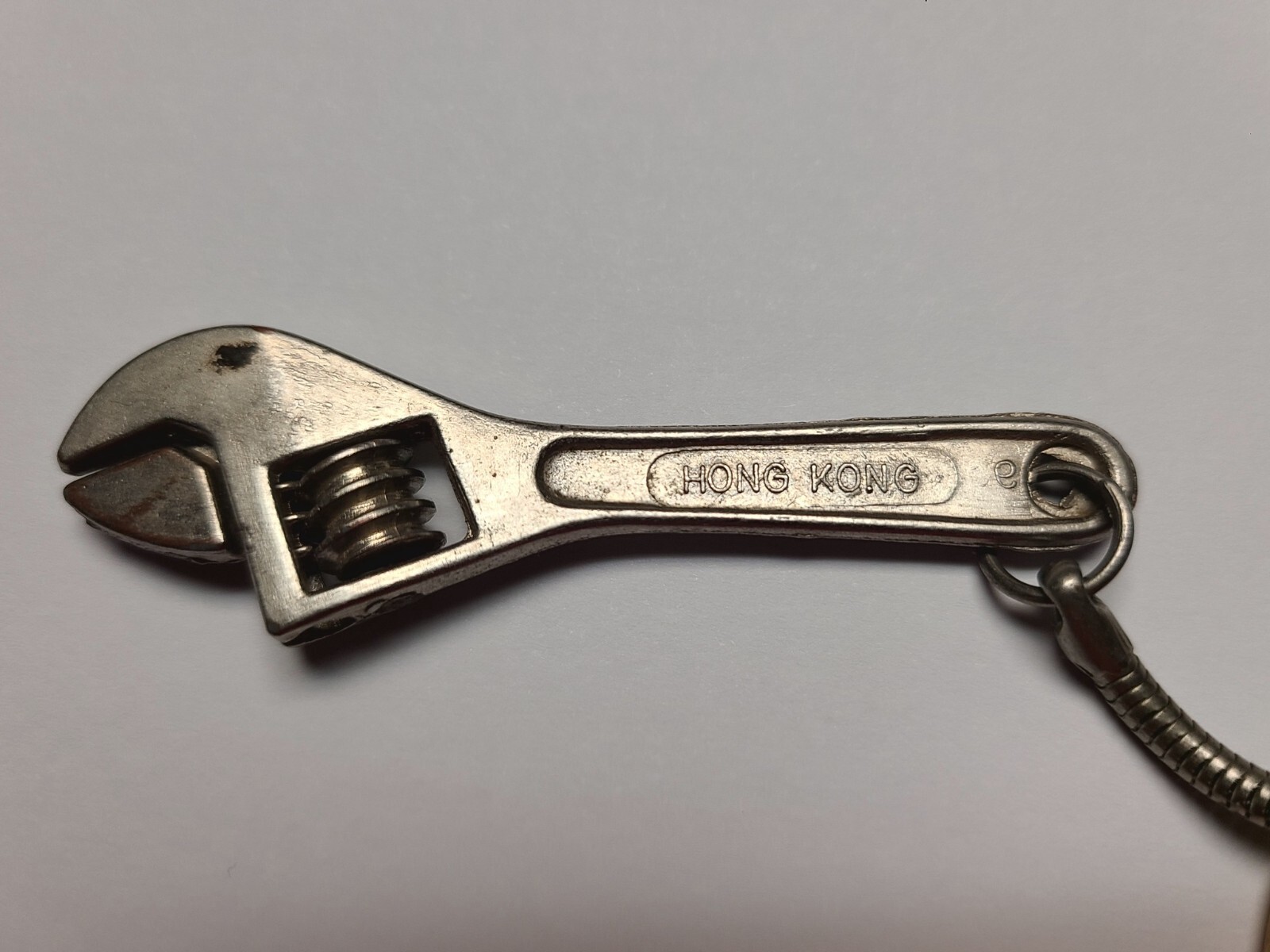 Vintage Mini Adjustable Wrench Keychain MIDWAY IMPLEMENT Bolckow Missouri